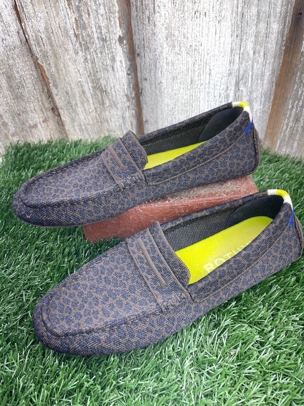Rothy's The Driver Loafers Chocolate Spot Exotic Print Shoes Women's 9.5